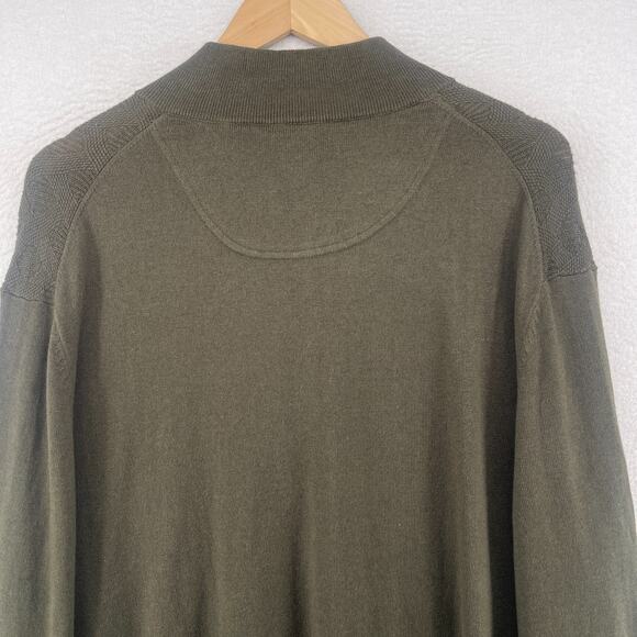 JOSEPH ABBOUD Sweater Mens 2XL Cotton Cashmere 1/4 Zip Pullover Olive Green NEW - Picture 10 of 14